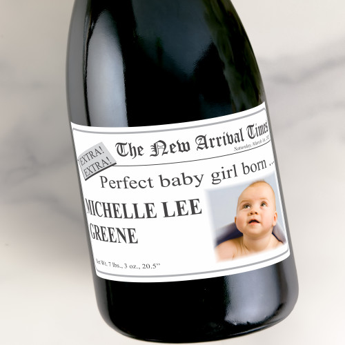 [LN16] Arrival Times Custom Bottle Labels for Champagne, Wine, or Mini Liquor Bottles - perfect for table decorations