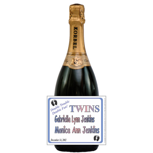 [L323] Double Trouble Label - champagne bottle