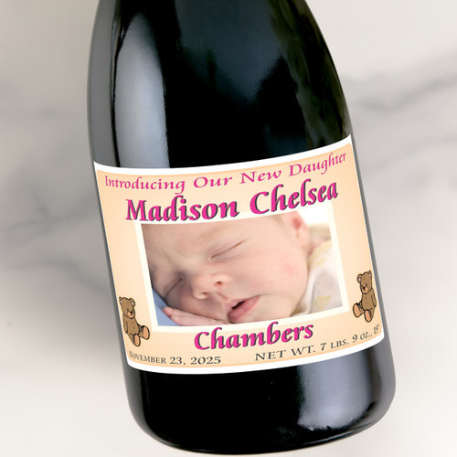 [LN03] Arrival Photo Custom Bottle Labels for Champagne, Wine, or Mini Liquor Bottles - perfect for table decorations