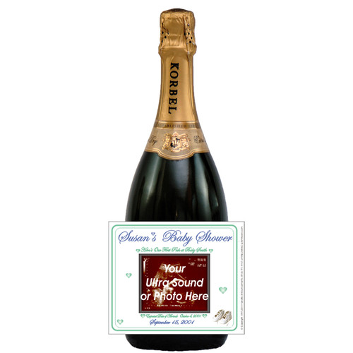 [L298] Photo Baby Shower Label - champagne bottle
