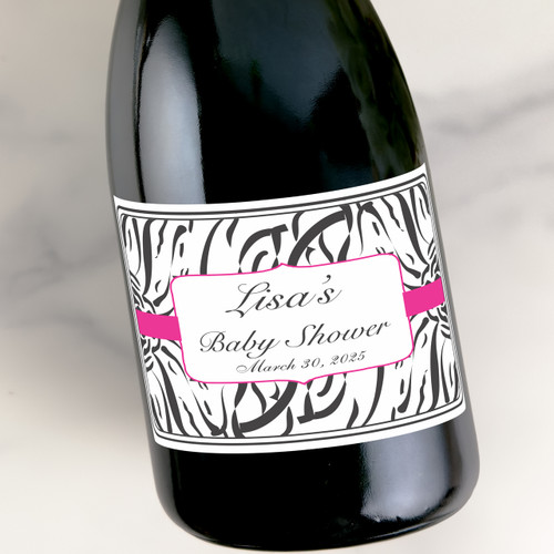 [LS37] Zebra Baby Shower Custom Bottle Labels for Champagne, Wine, or Mini Liquor Bottles - perfect for table decorations