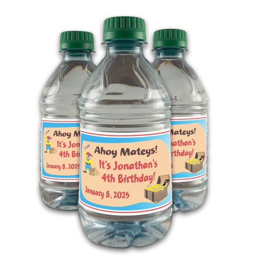 [LB064] Pirate Birthday Custom Bottle Labels for Champagne, Wine, or Mini Liquor Bottles - perfect for table decorations