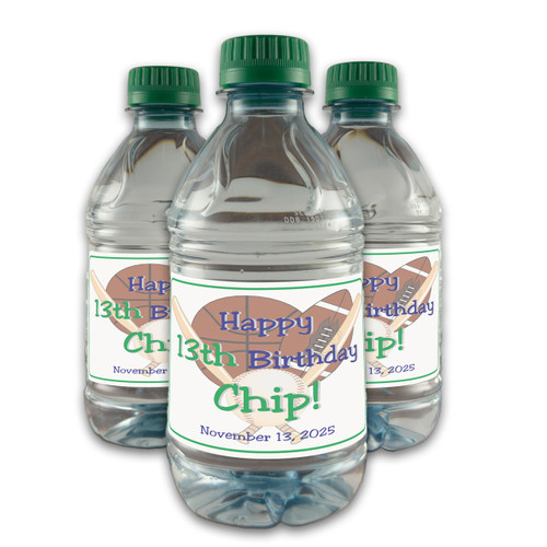 [LB008] Sports Birthday Custom Bottle Labels for Champagne, Wine, or Mini Liquor Bottles - perfect for table decorations