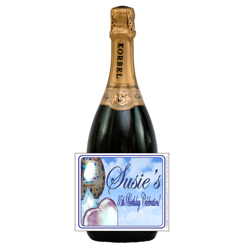 [L569] Heart Balloon Label - champagne bottle