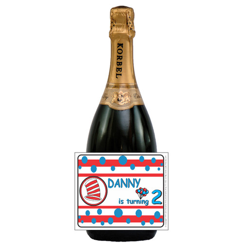 [L665] The Cat's Hat Birthday Label - champagne bottle