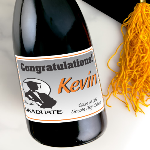 [LG09] For the Graduate Custom Bottle Labels for Champagne, Wine, or Mini Liquor Bottles - perfect for table decorations