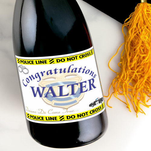 [LG12] Police Graduation Custom Bottle Labels for Champagne, Wine, or Mini Liquor Bottles - perfect for table decorations