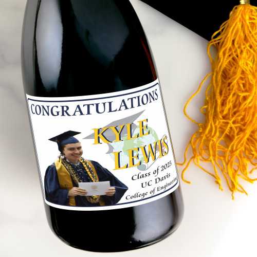 [LG17] Photo Grad Hat Custom Bottle Labels for Champagne, Wine, or Mini Liquor Bottles - perfect for table decorations