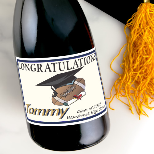 [LG19] Football Graduation Custom Bottle Labels for Champagne, Wine, or Mini Liquor Bottles - perfect for table decorations