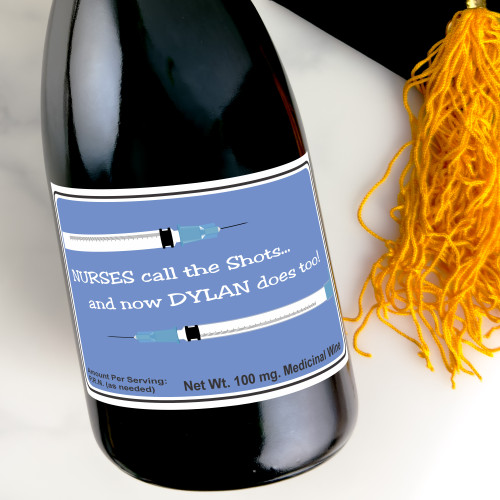 [LG26] Nursing Graduation Custom Bottle Labels for Champagne, Wine, or Mini Liquor Bottles - perfect for table decorations