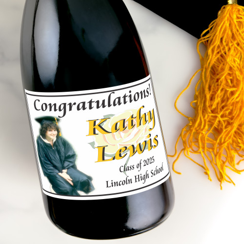 [LG03] Photo Graduation Custom Bottle Labels for Champagne, Wine, or Mini Liquor Bottles - perfect for table decorations
