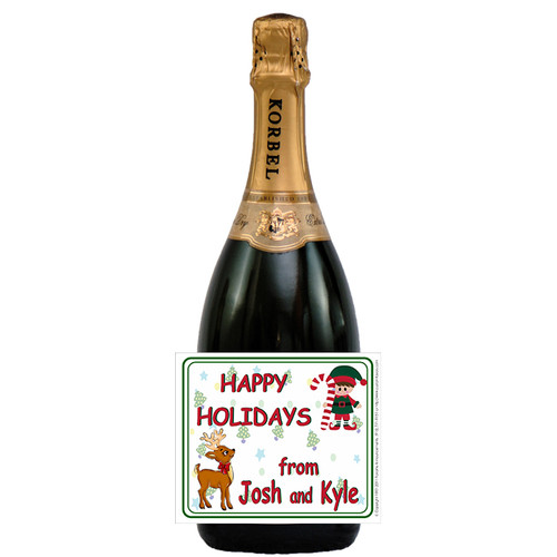 [L530] Christmas Elf Label - champagne bottle