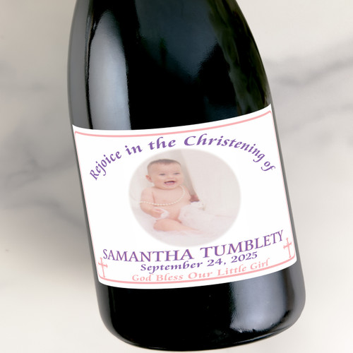 [LR002] Photo Christening Custom Bottle Labels for Champagne, Wine, or Mini Liquor Bottles - perfect for table decorations