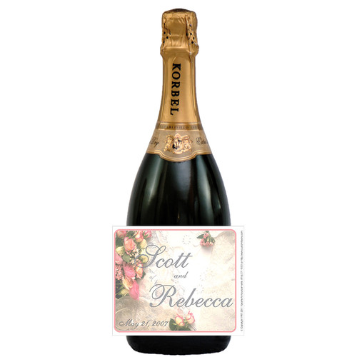 [L197] Wedding Lace Label - champagne bottle