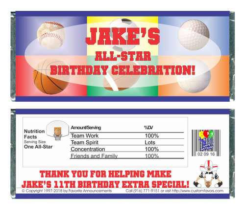 [W106] All Star Birthday Wrappers - Front and Back