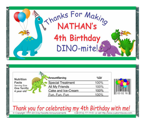 [W77] Dino Birthday Wrappers - Front and Back