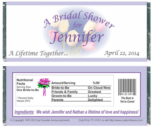 [W133] Bridal Shower Tulips Wrappers - Front and Back
