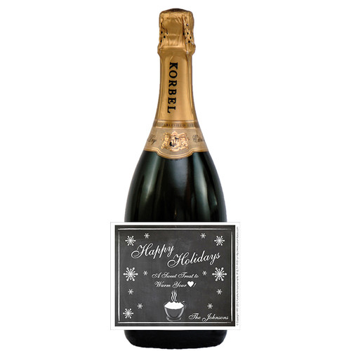 [LH134] Snowflake Warm Label - champagne bottle