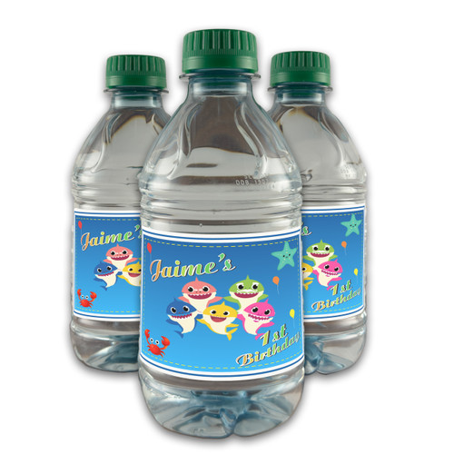 [LB201] Baby Shark Custom Bottle Labels for Champagne, Wine, or Mini Liquor Bottles - perfect for table decorations