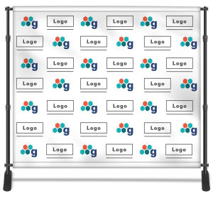 8 ft x 10 ft step and repeat banner stand back drop w/ fabric print