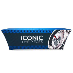 Stretch Table Throw Full Color 8 ft 3-Sided With Custom Dye-Sub Print Stretch Table Throw Full Color 8 ft 3-Sided With Custom Dye-Sub Print