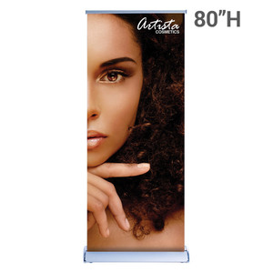 Silverwing Retractable Banner Stand 33.5" x 80" with Printed Graphic Installed Silverwing Retractable Banner Stand 33.5" x 80" with Printed Graphic Installed