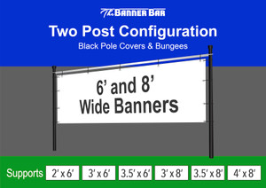 In ground outdoor banner frame stand that holds all sizes listed on image. Full size banners fit with our bungees ball fasteners. In ground outdoor banner frame stand that holds all sizes listed on image. Full size banners fit with our bungees ball fasteners.