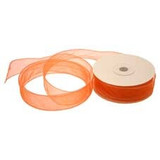 Orange Wired Organza Ribbon 30mm 