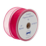 30mm Wired Edge Plain Organza Ribbon - Pink (Hot)