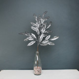 Pewter Glitter bay leaf spray 