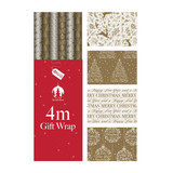 Gold & Cream Contemporary Christmas Wrap (4m) (Assorted Designs)