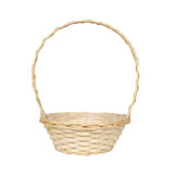 12" White Round Florida Basket with Handle