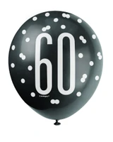 Latex Balloons - 60th Black & Silver