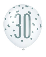 Latex Balloons - 30th Pink & Silver