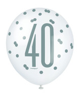 Latex Balloons - 40th Pink & Silver