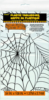 Halloween Table Cover - Clear Spider Cobweb (137cm x 274cm)