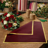 Cello Wrap (Pre-Cut Sheets) Korean Style - Red Wine with Gold Border