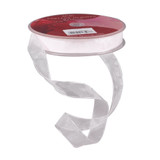 15mm Woven Edge Organza Ribbon - White