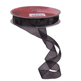 15mm Woven Edge Organza Ribbon - Black