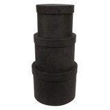 Hat Boxes - Black Suede (Set of 3)