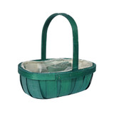 Softwood Trug with Handle - Green Dark