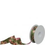 25mm Recycled Polyester Double-Sided Ribbon - Forest Green Floral