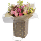 Hand Tie Gift Bag (Tall) - Bee Glamorous Gold on Grey (18cm x 25cm)