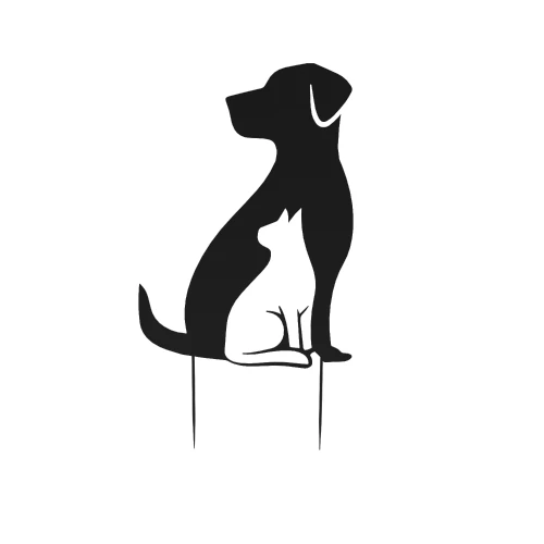 Black Dog & Cat Shadow Metal Yard Stake (61cm)
