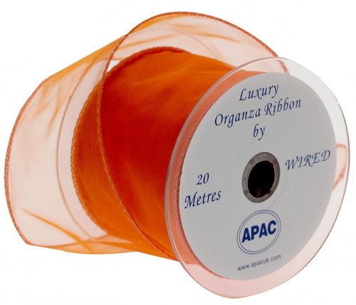 Orange Wired Organza Ribbon 70mm 