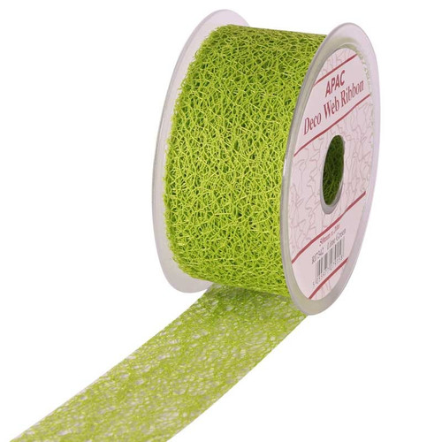 50mm Deco Web Ribbon - Lime Green
