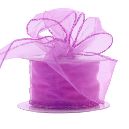 50mm Wired Edge Plain Organza Ribbon - Purple (Lilac)