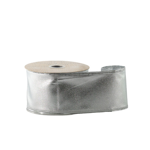 Metallic Silver Wired Edge Ribbon (63mm)
