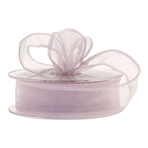30mm Wired Edge Plain Organza Ribbon - Pink (Baby)
