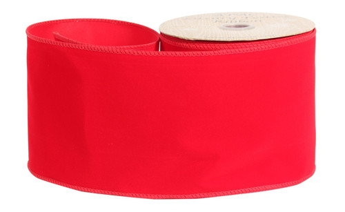 100mm Wired Edge Velvet Ribbon - Red (9m/10yds)